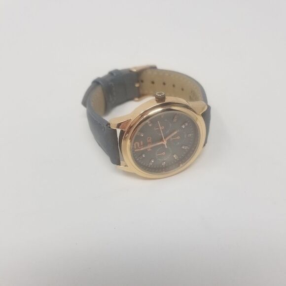 Folio Gold Multi Dial Grey Face Faux Leather Band Gemmed FMDFOL054 Men's Watch - Picture 11 of 12